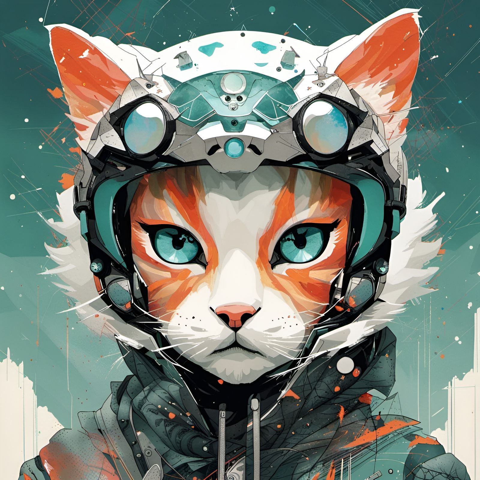 Anthropomorphic Arctic Cat Isekai Character in Anime Style