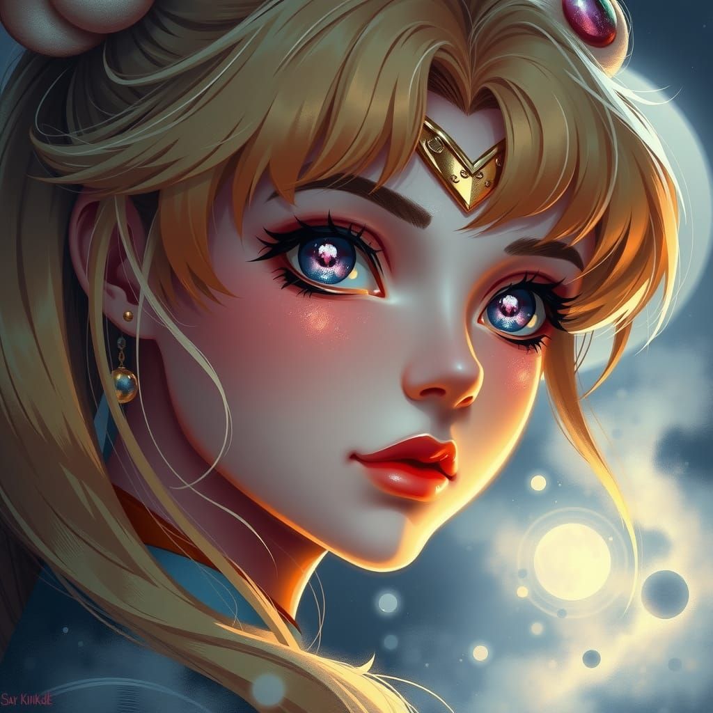 Ethereal Sailor Moon Portrait in Dreamlike Style