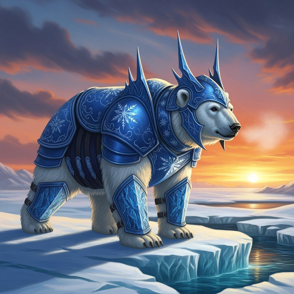 Polar Bear in Blue Armor on Ice Floe