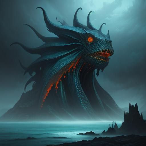 Chocolate Cthulhu Attacks Easter City: Dark Fantasy Art