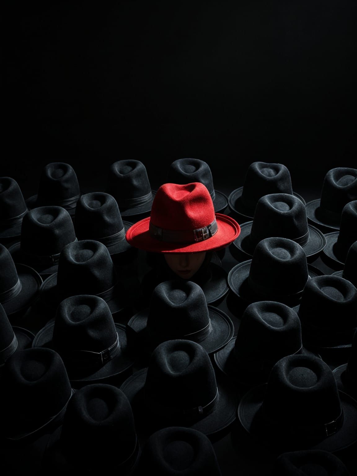 Striking Red Fedora Stands Out in Cinematic Still