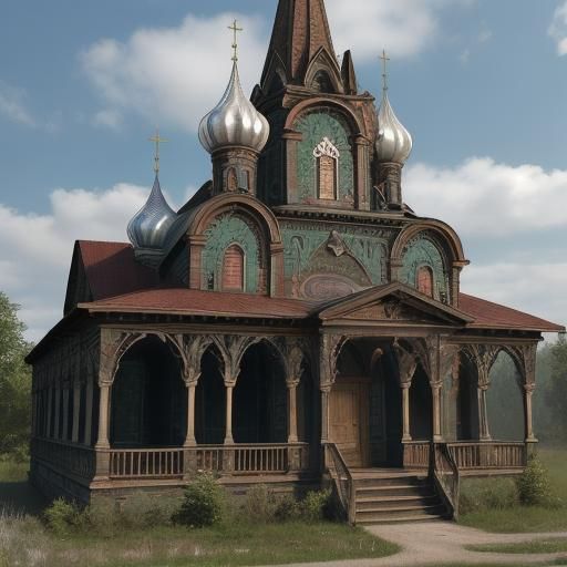 Abandoned Russian Church Exterior in Detailed 3D