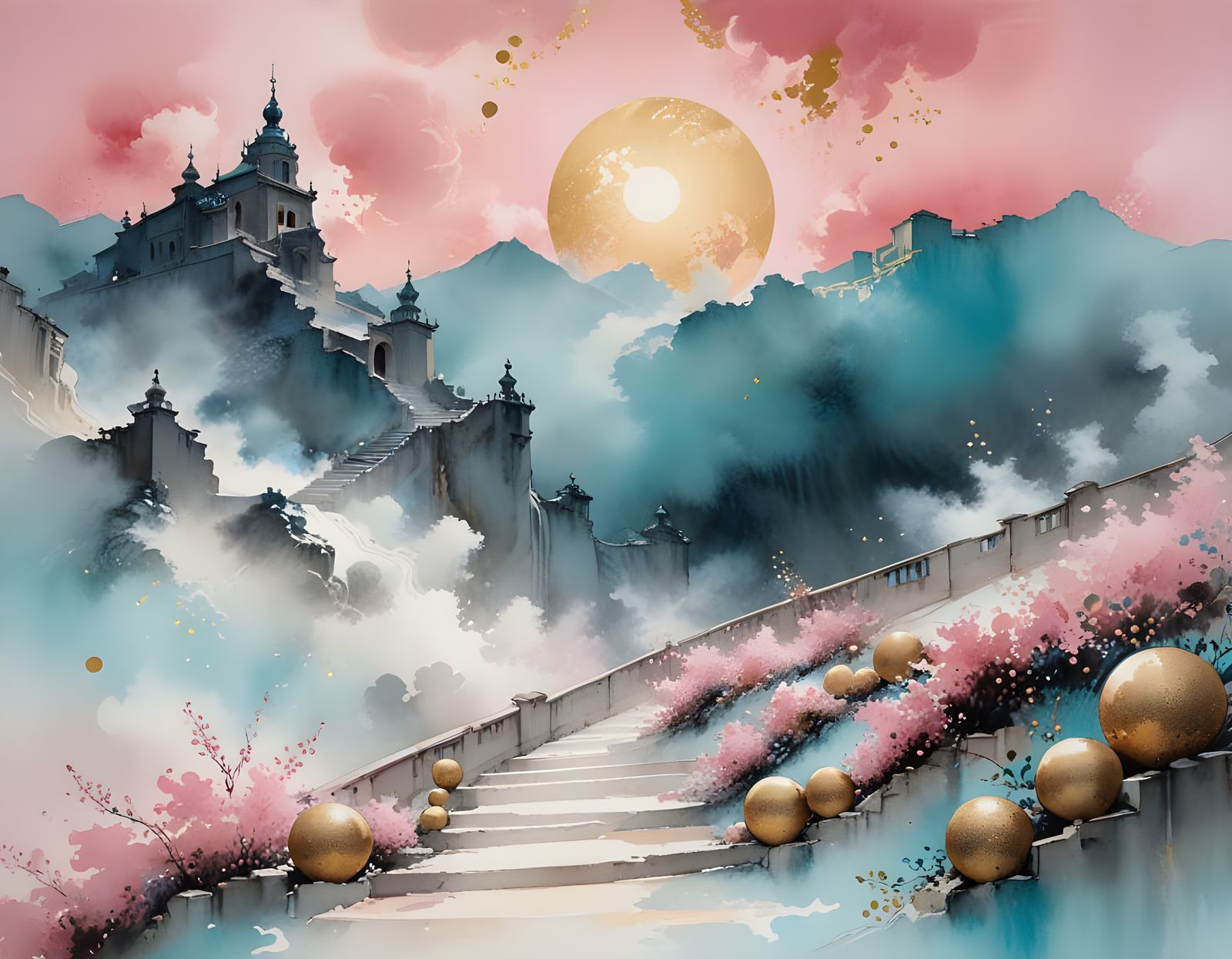 Staircase to Heaven in Shadow-Light Style