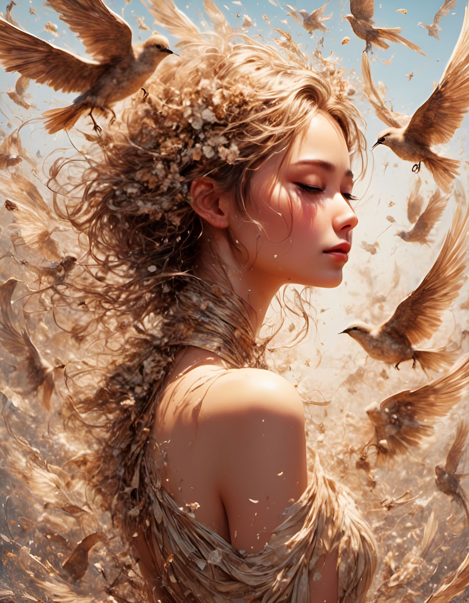 Romantic Bird's-Eye View in Graffiti Art Style