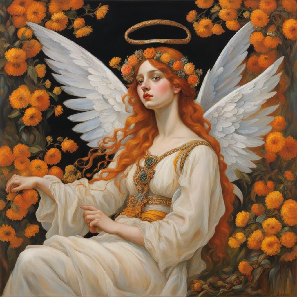 Bohemian Fairy in Gouache with Sensual Embrace