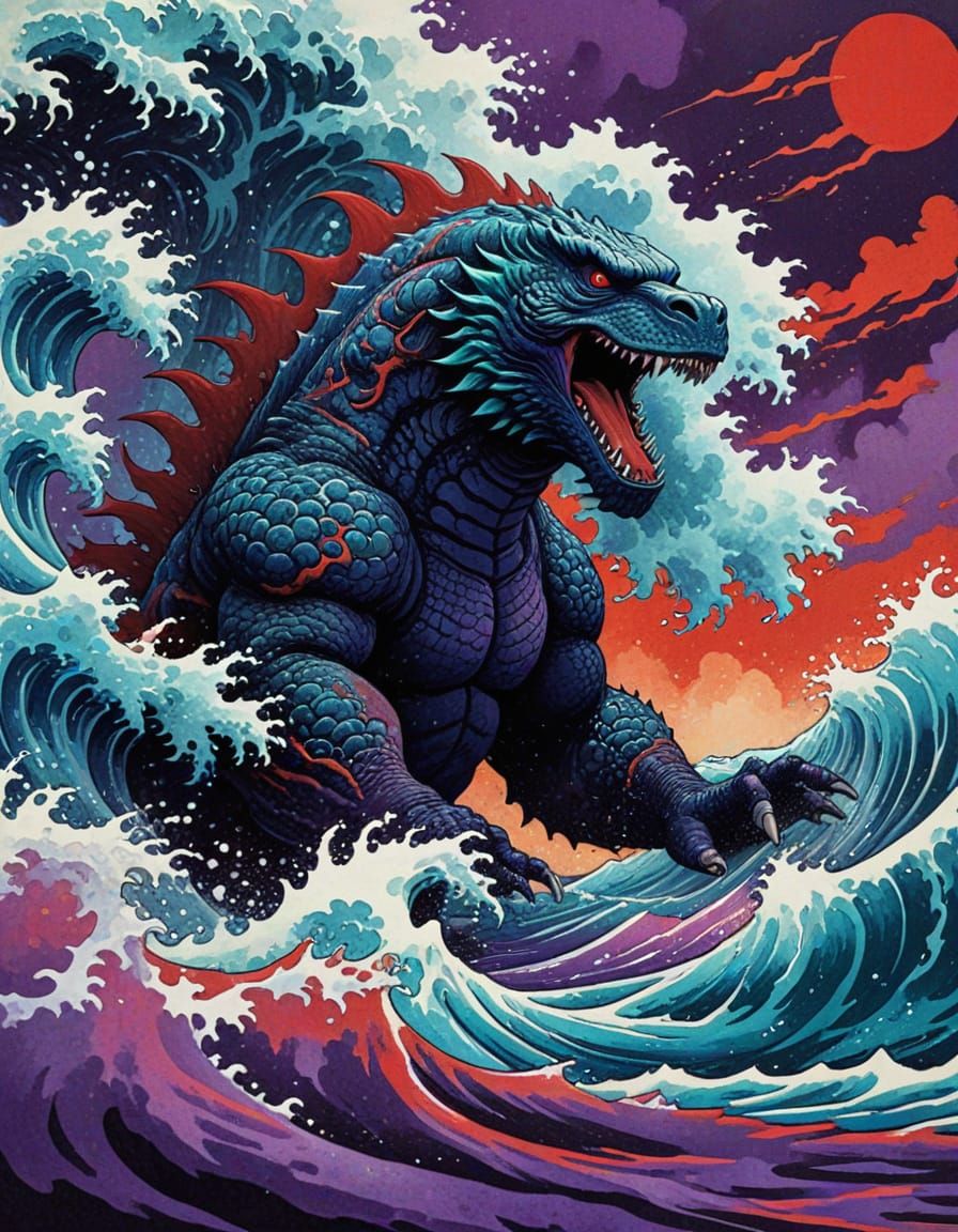 Godzilla a'la Hokusai