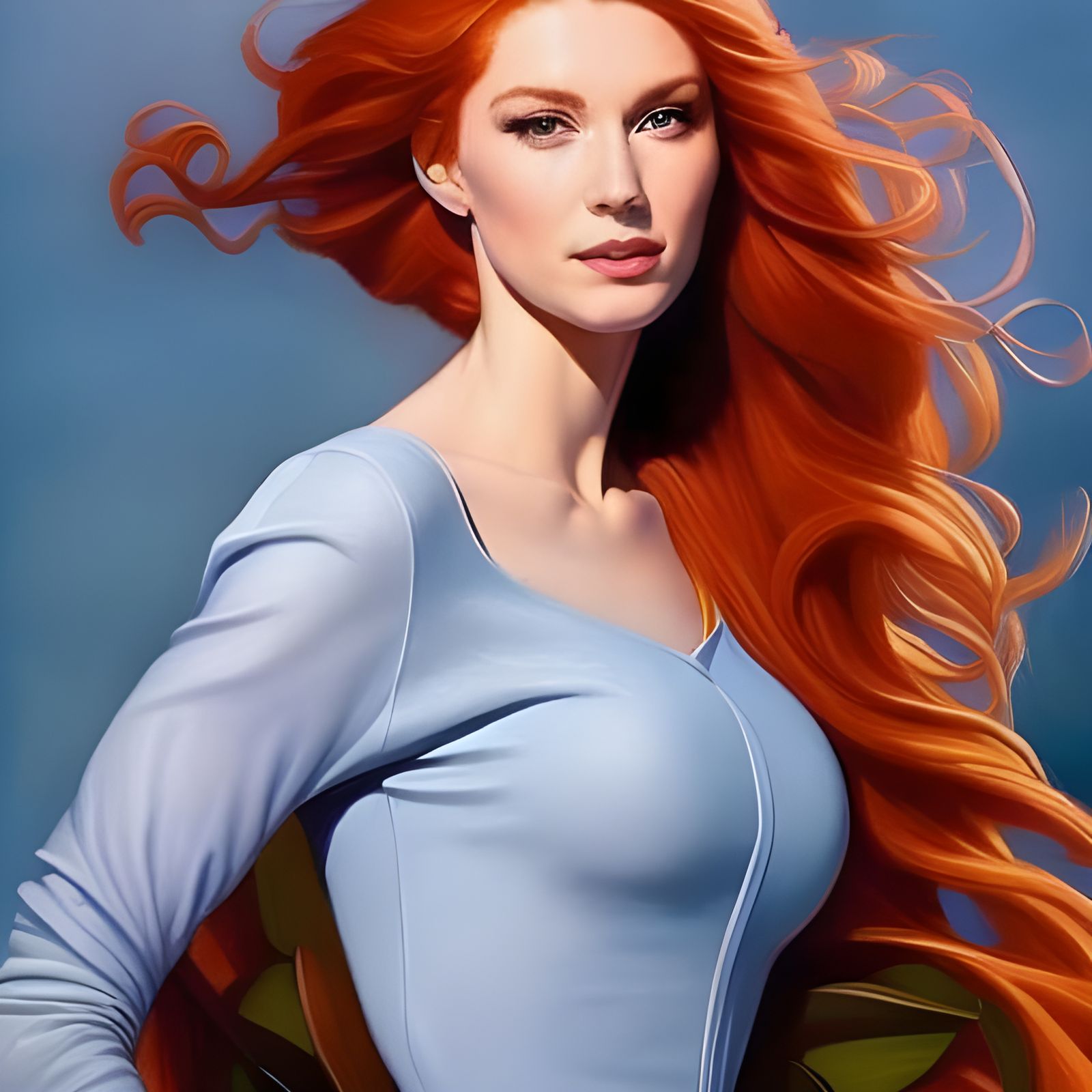 Gorgeous Redhead Surrounded by Flowers: Hyperrealistic Portr...