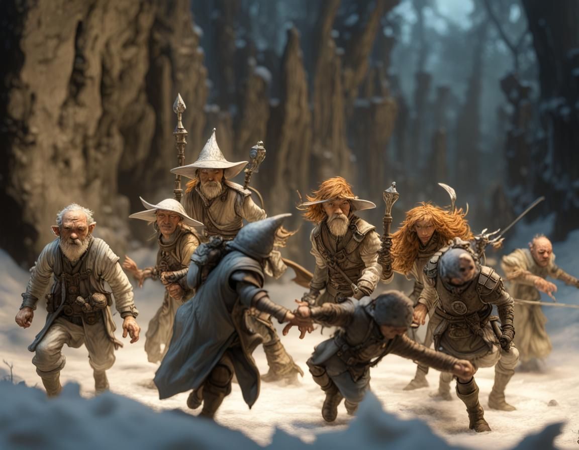 Action Figures in Battle, Intricate Glass Design