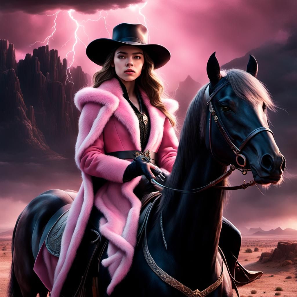 Mafia Princess Aurora on Stallion in Desert