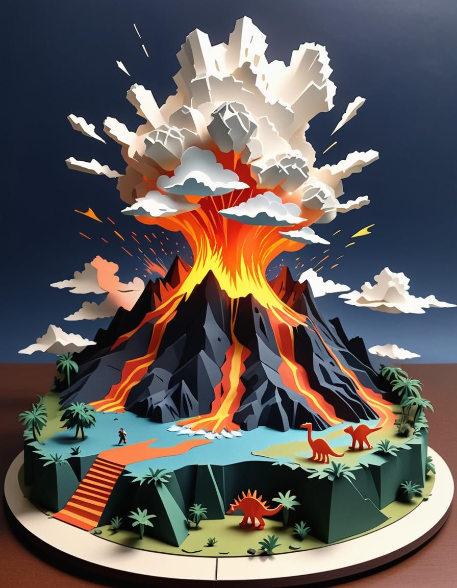 Kirigami Supervolcano Eruption Ends the Dinosaurs