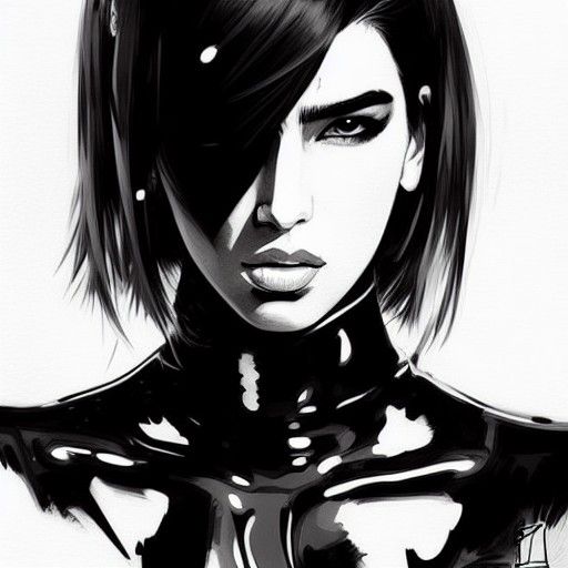 Anime Style Badass Girl in Combat Catsuit