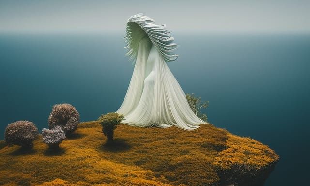 Surreal Celestial Bed Fairytale Art in Vivid Colors