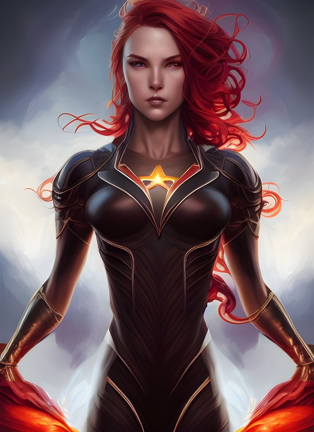 Hyperdetailed Firestar Portrait in Matte Painting Style
