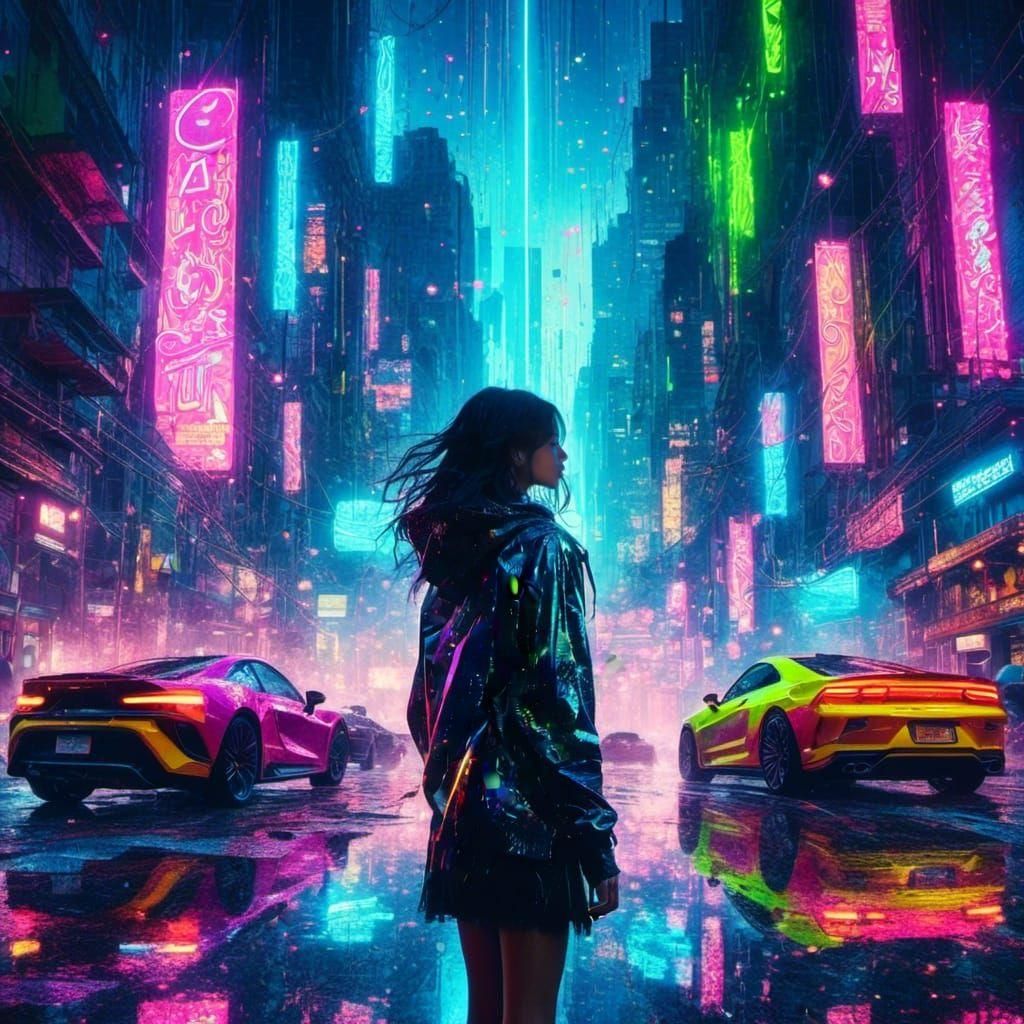 Glitched World in the Night: A Surreal Digital Art