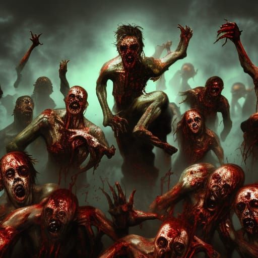 Hyperrealistic Zombie Horde Concept Art