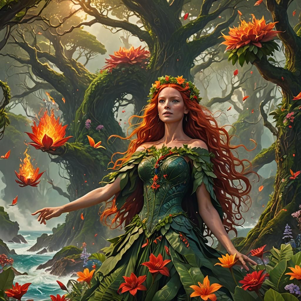 Red-Haired Goddess Controls Tsunami and Fire