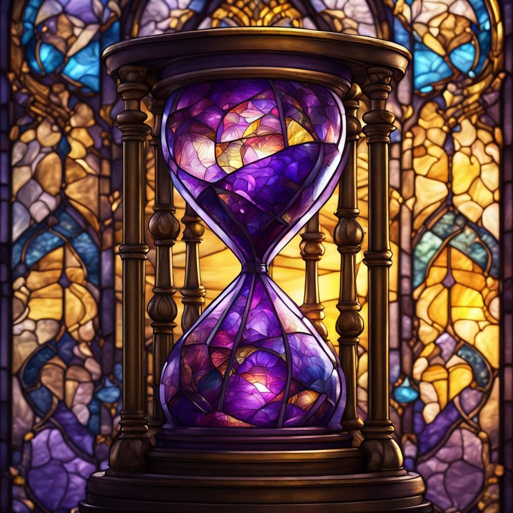 Stained Glass Hourglass: Dark Fantasy Concept Art