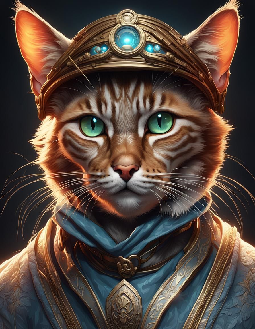 Hyperdetailed Cat Portrait in Concept Art Style
