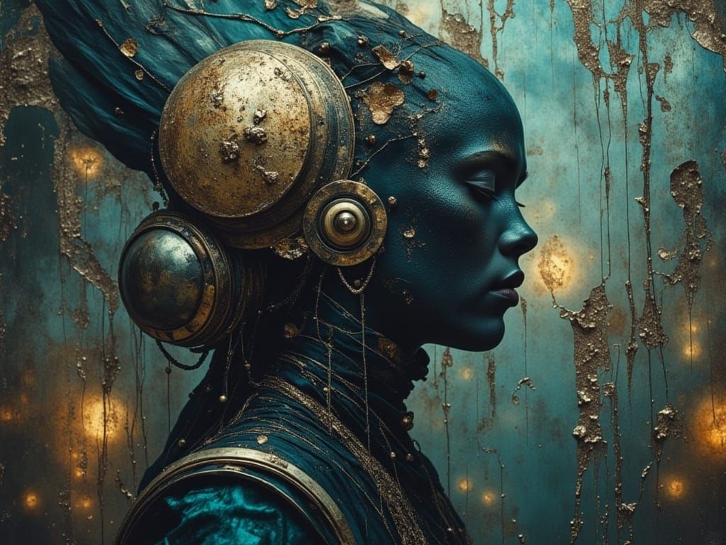 Cyberpunk Warrior in Noctilucent Dreamscape