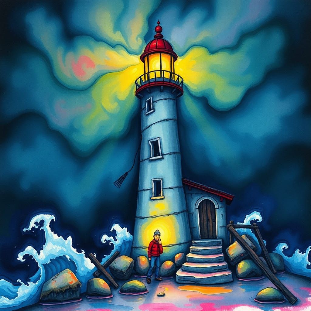 Abandoned Lighthouse in a Foggy Wonderland