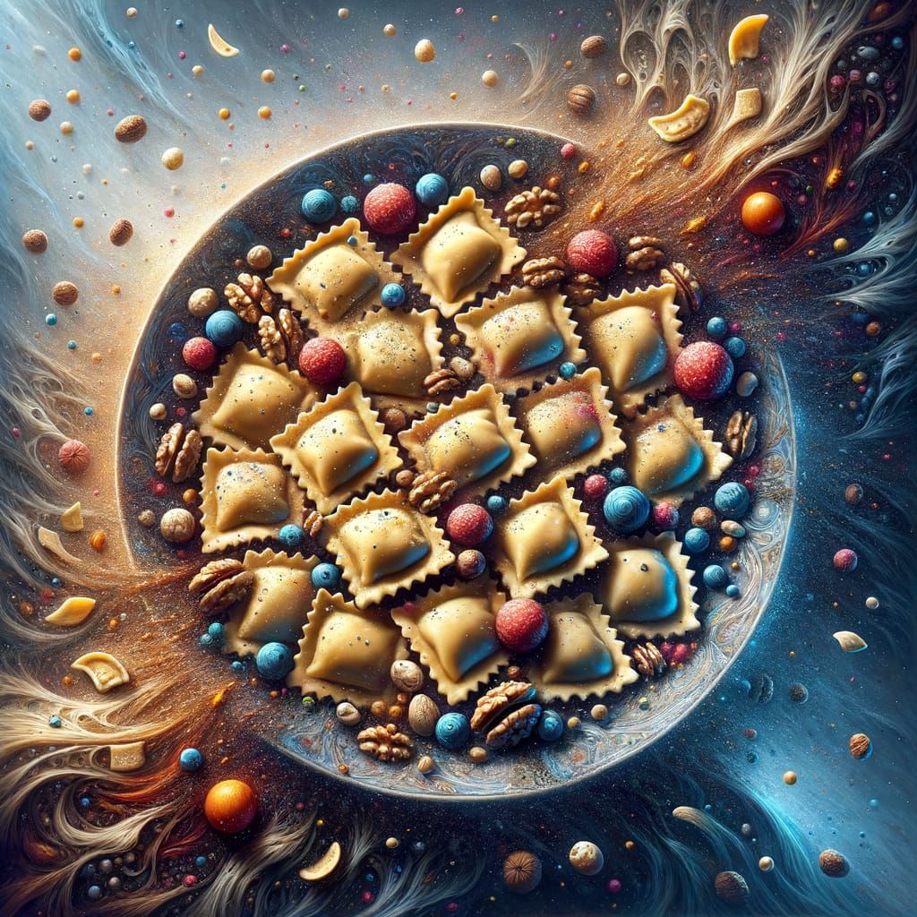 Fantasy Ravioli Plate Concept Art in 8K