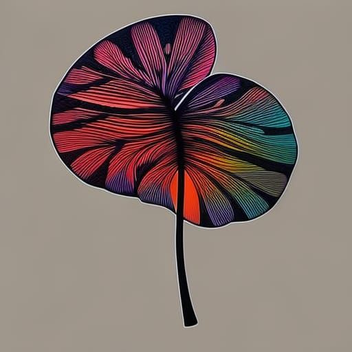 Colorful Translucent Monstera Leaf in Ink Art Style