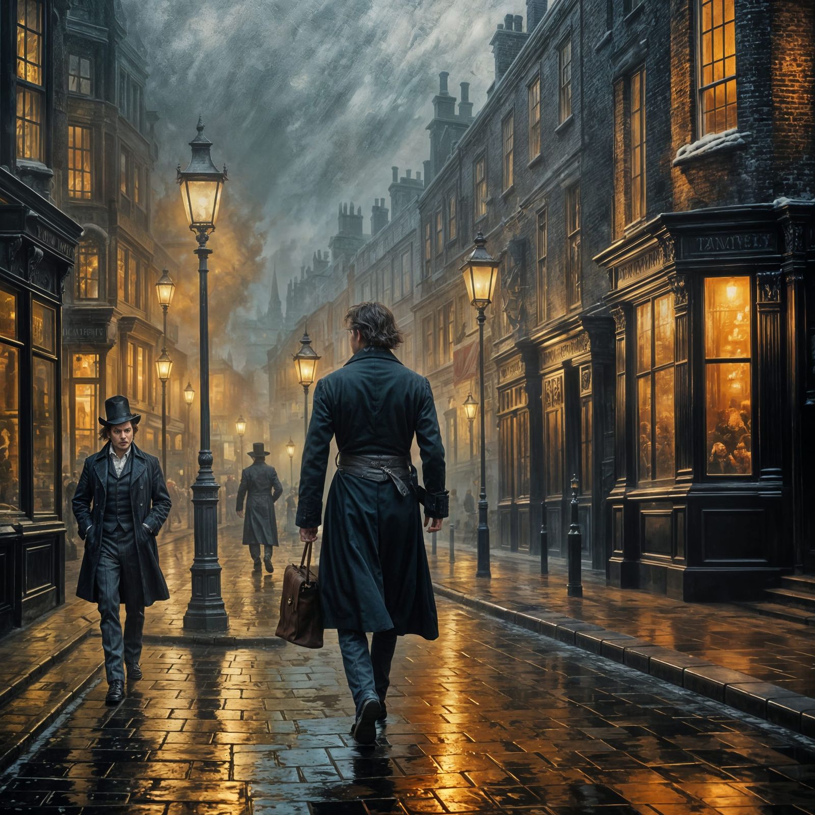 Sweeney Todd in Victorian London Oil Painting