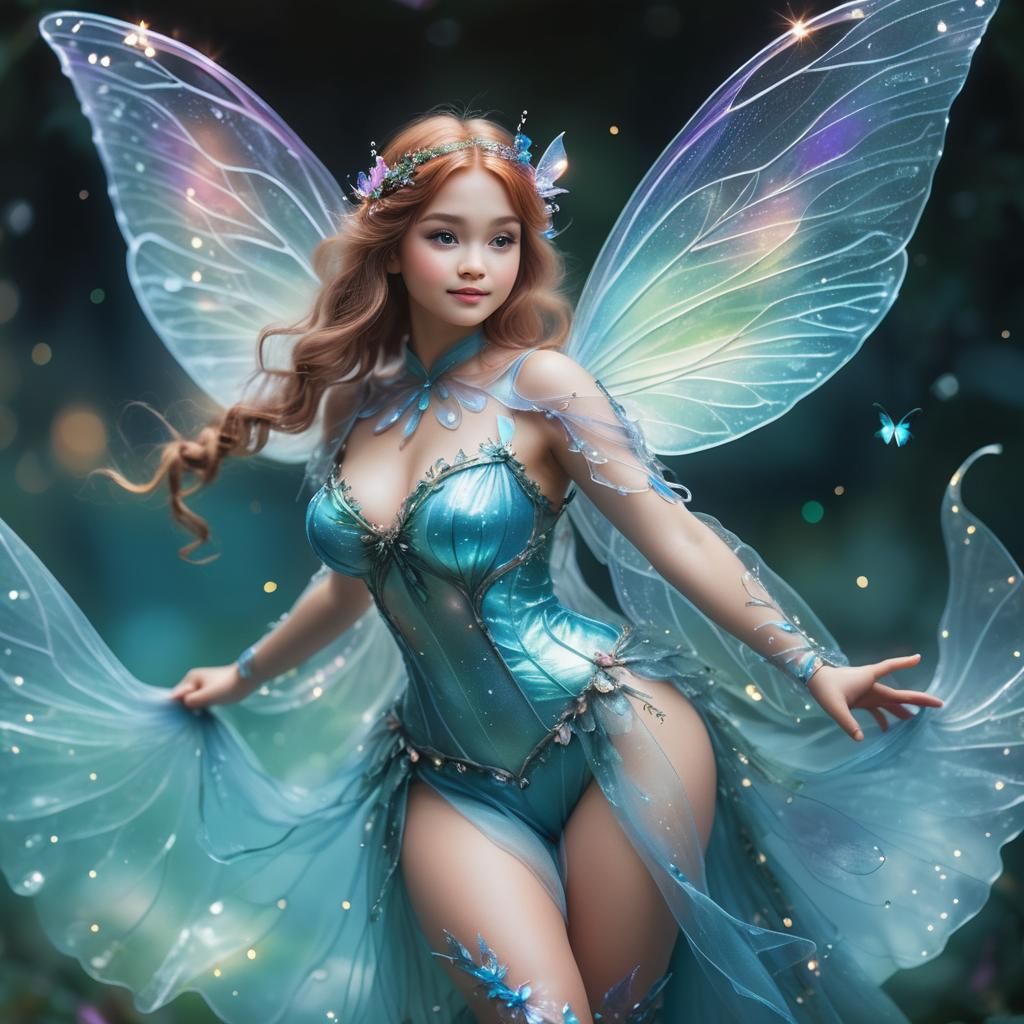 Ethereal Fairy with Translucent Wings in Natural Light