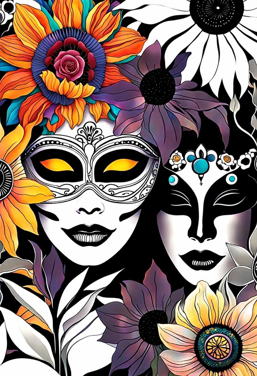 Day of the Dead Mask in Klimt-Inspired Pop Art