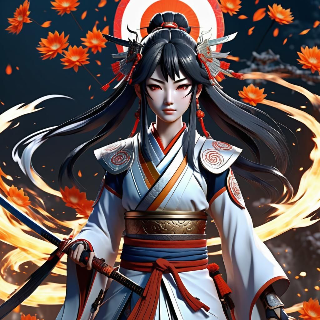 Amaterasu: Sword Goddess in 3D Anime Art