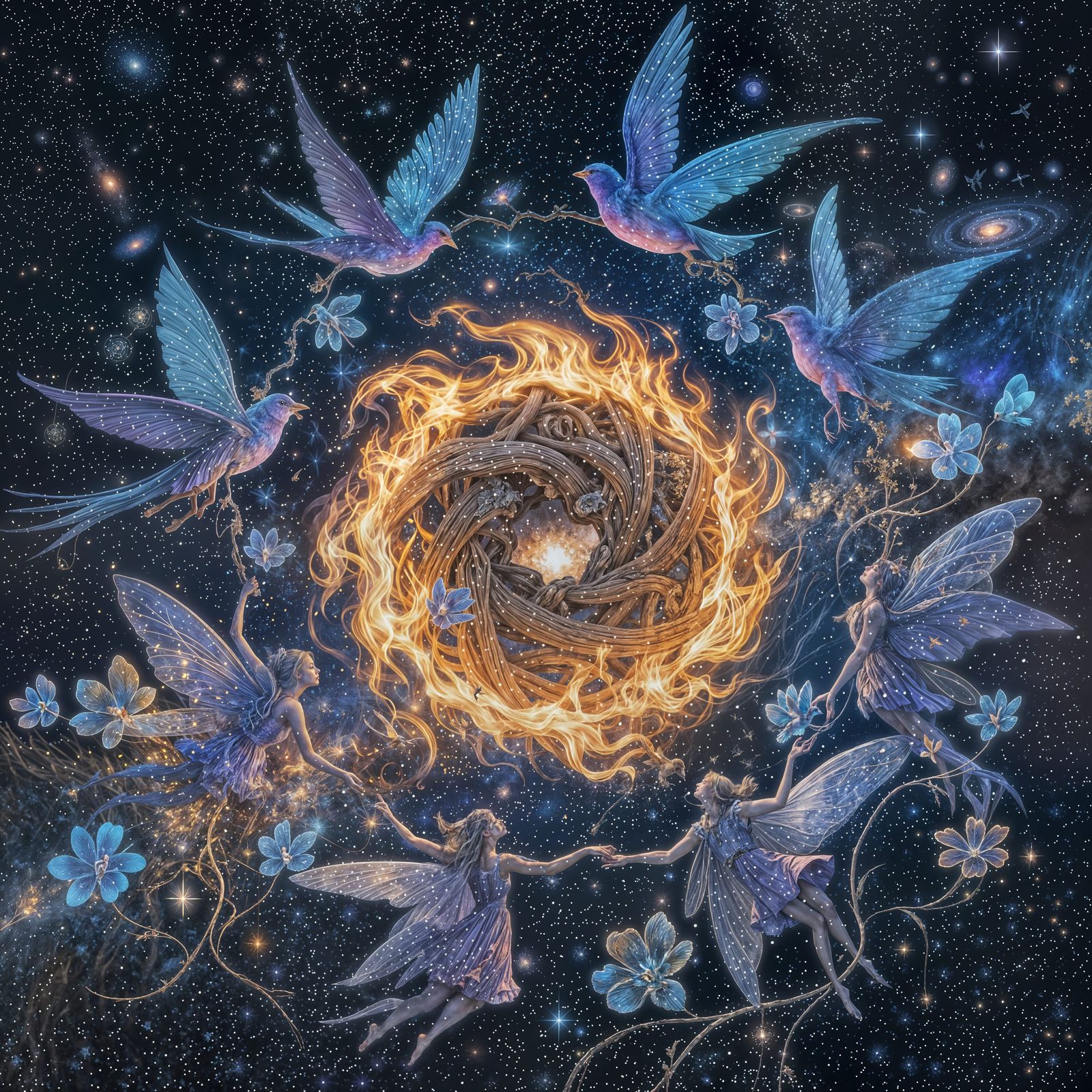 Wood & Fire Fairies Transform into Blue & Purple Birds