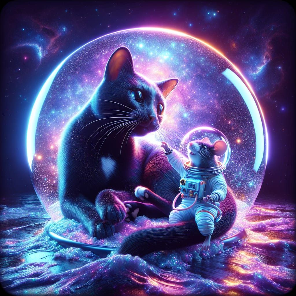 Celestial Cat and Astronaut Mouse Adventure
