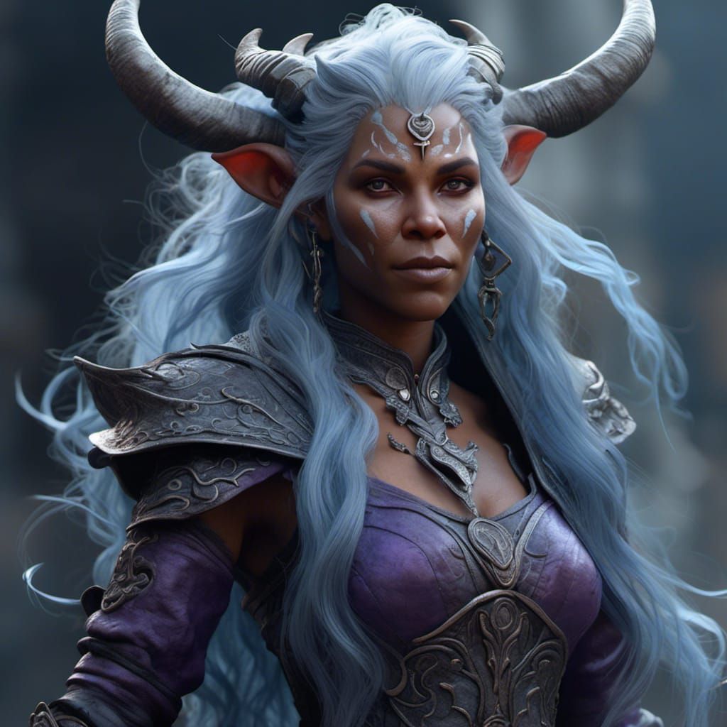 Beautiful Tiefling Woman: Hyperreal Dark Fantasy Art
