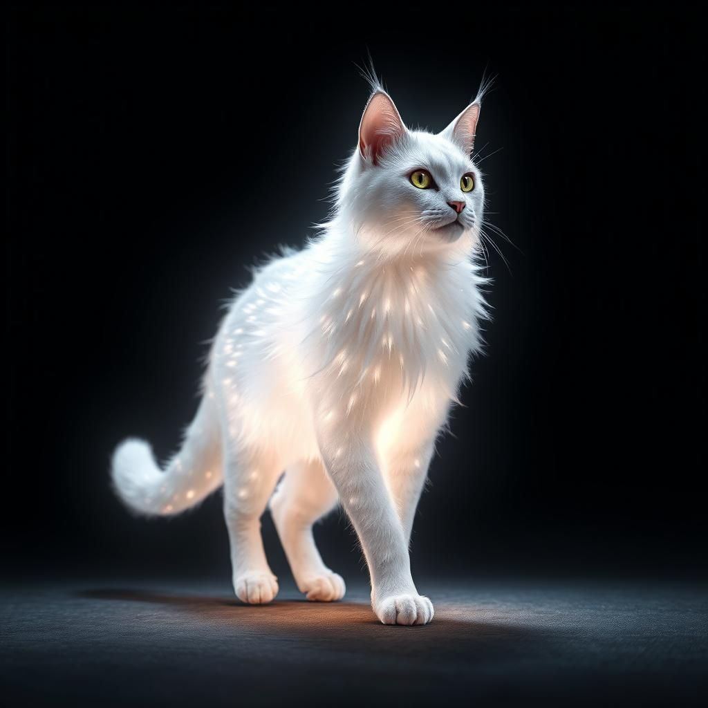 Glowing Light Cat in Ethereal Fantasy Art