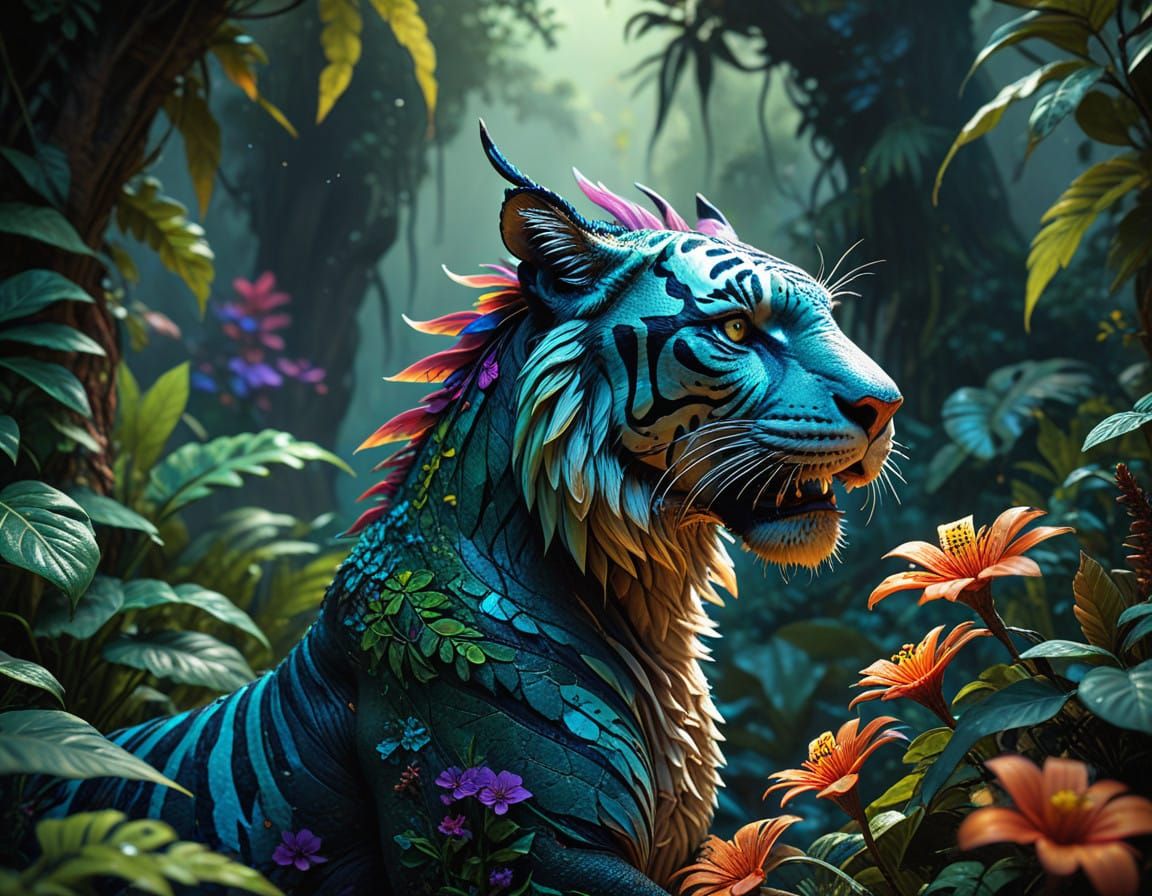 Hyperrealistic Jungle Dragon in Vibrant Splendor