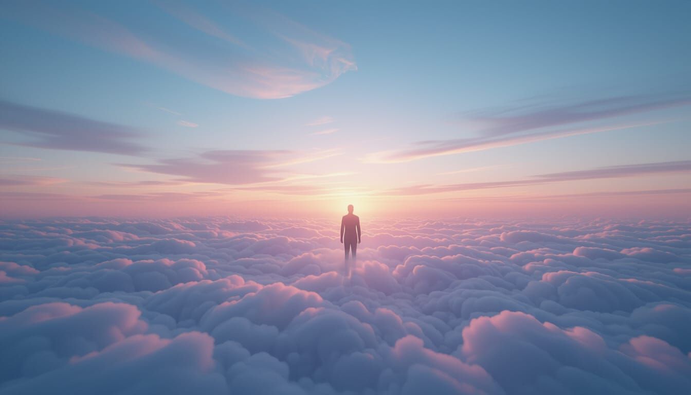 Surreal Cloud Silhouette Dissolving into Infinite Sky