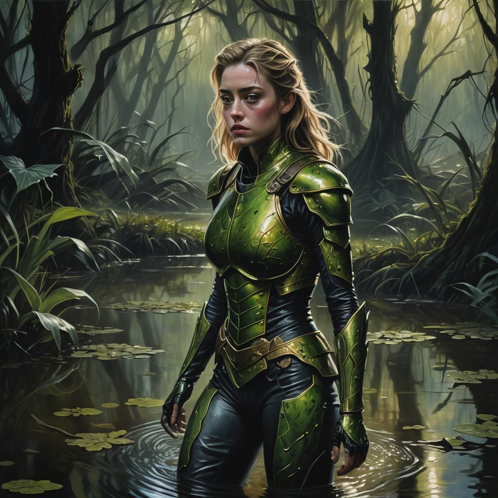 Swamp Woman in Leather Armor, Alex Ross Style