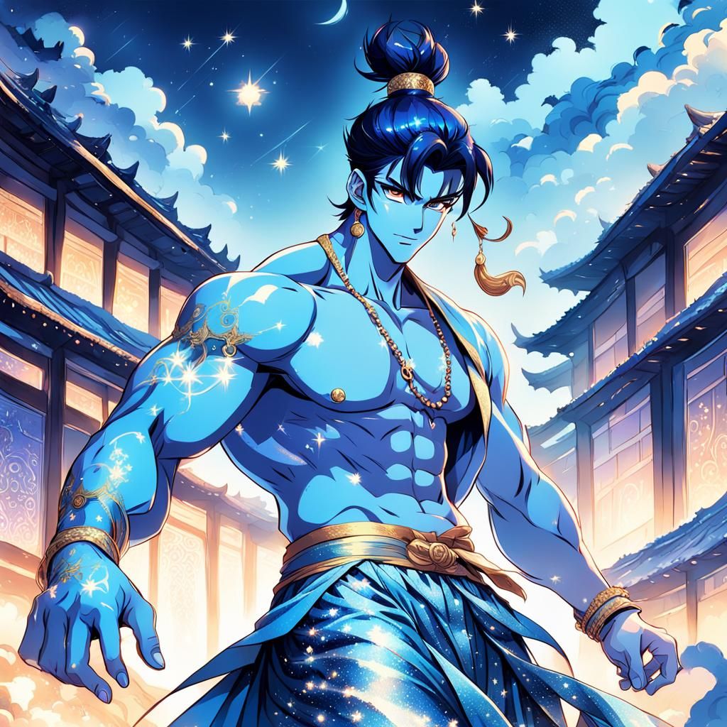 Anime Genie in Mystical Manga Style