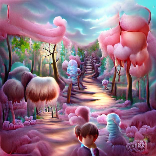 Dreamlike Cotton Candy Pink Forest
