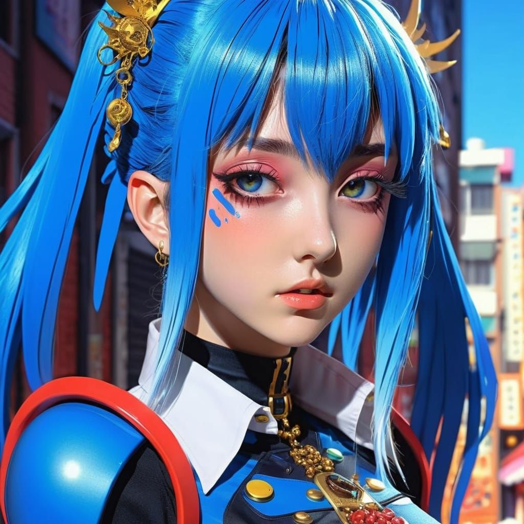 Anime Pop Star in Vibrant Cinematic Scene