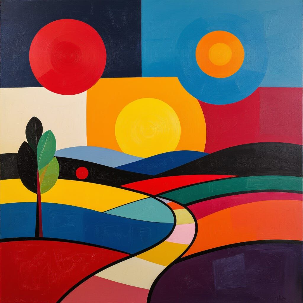 Whimsical Abstract Landscape with Vibrant Colors