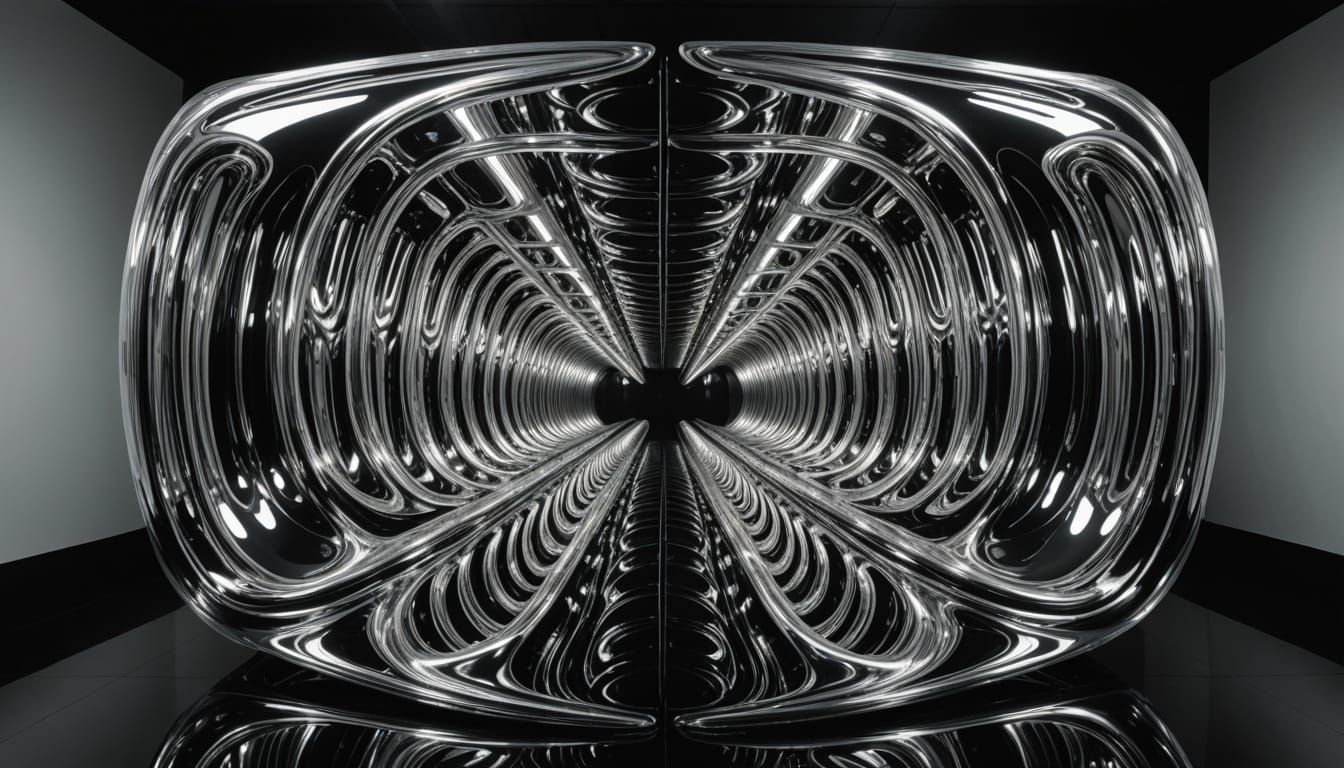 Surreal Light Sculpture in H R Giger and Bridget Riley Style