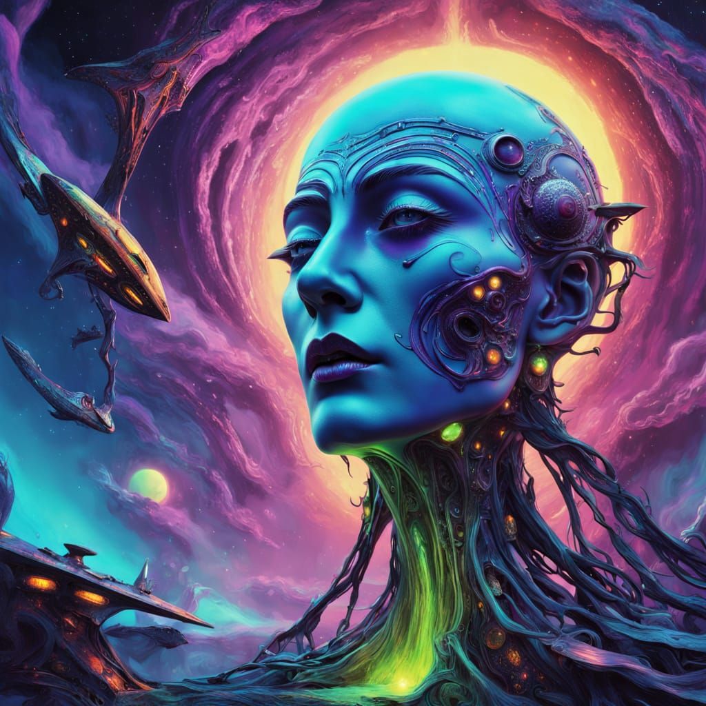 Ethereal Cosmic Horror in Neon Hues