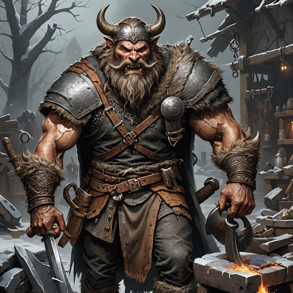 Werewolf Viking Blacksmith: Fantasy Art