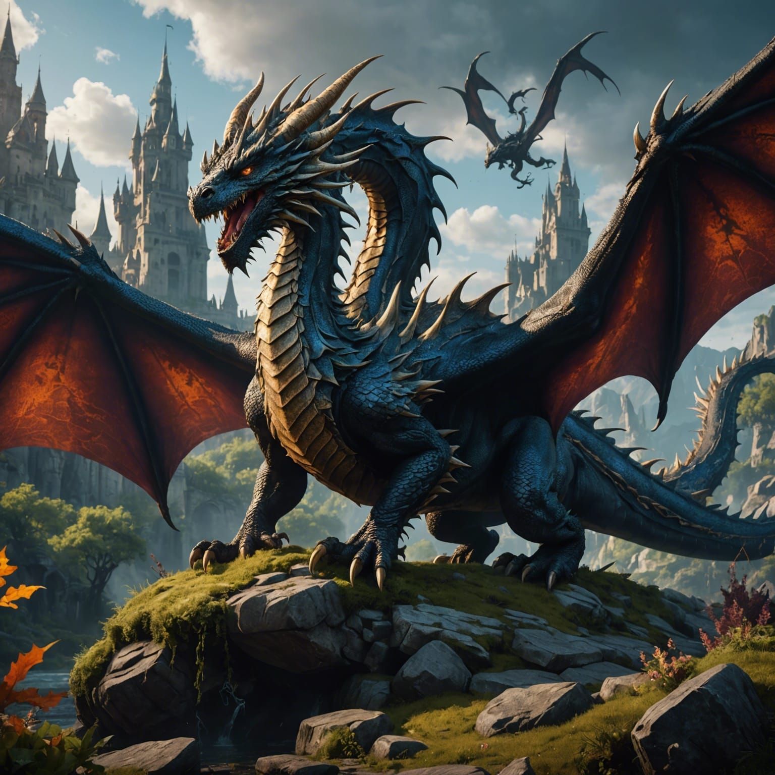 Fantastical Dragons in Detailed Matte Painting