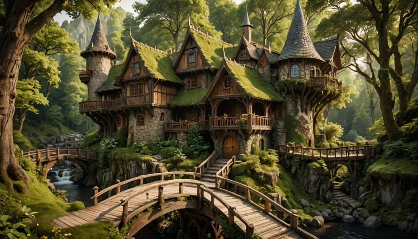 Enchanted Elven Home in Forest: Dreamy Fairy Tale Architectu...