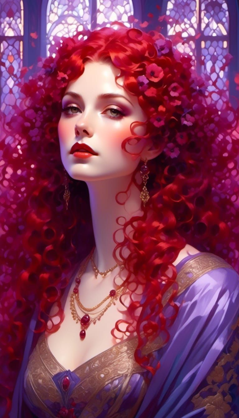 Goddess of Wine Portrait with Flower Tattoos