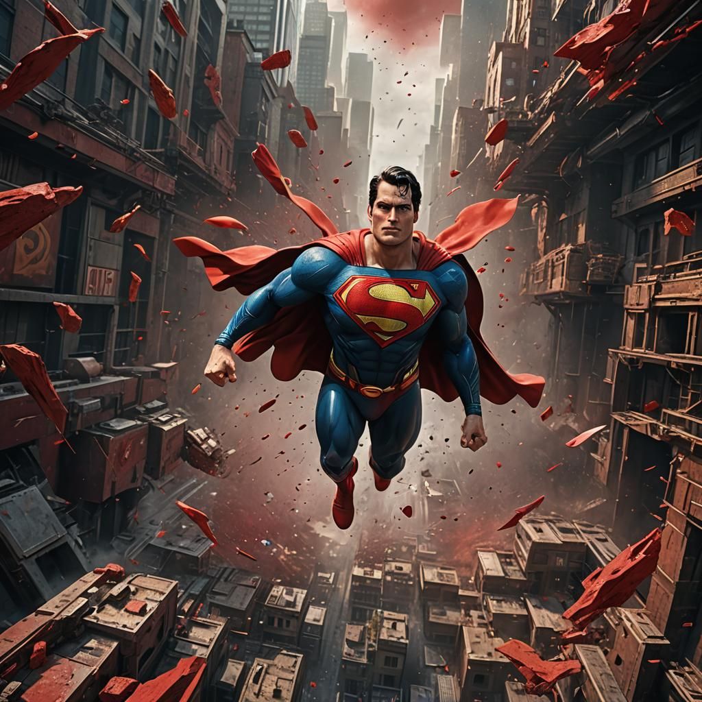 Superman in Red: Detailed Fantasy Concept Art