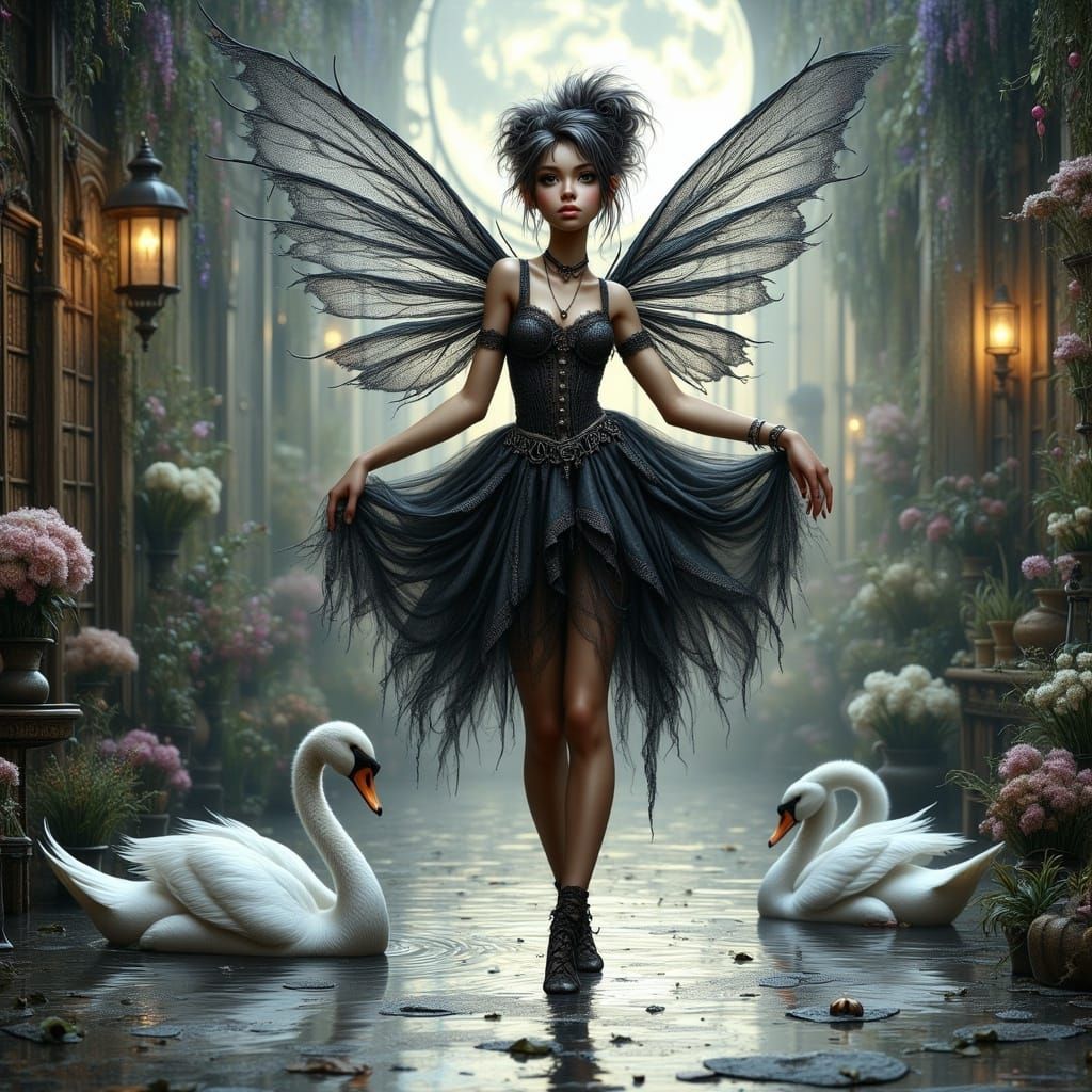 Ballerina Angel in Cyberpunk Dreamscape