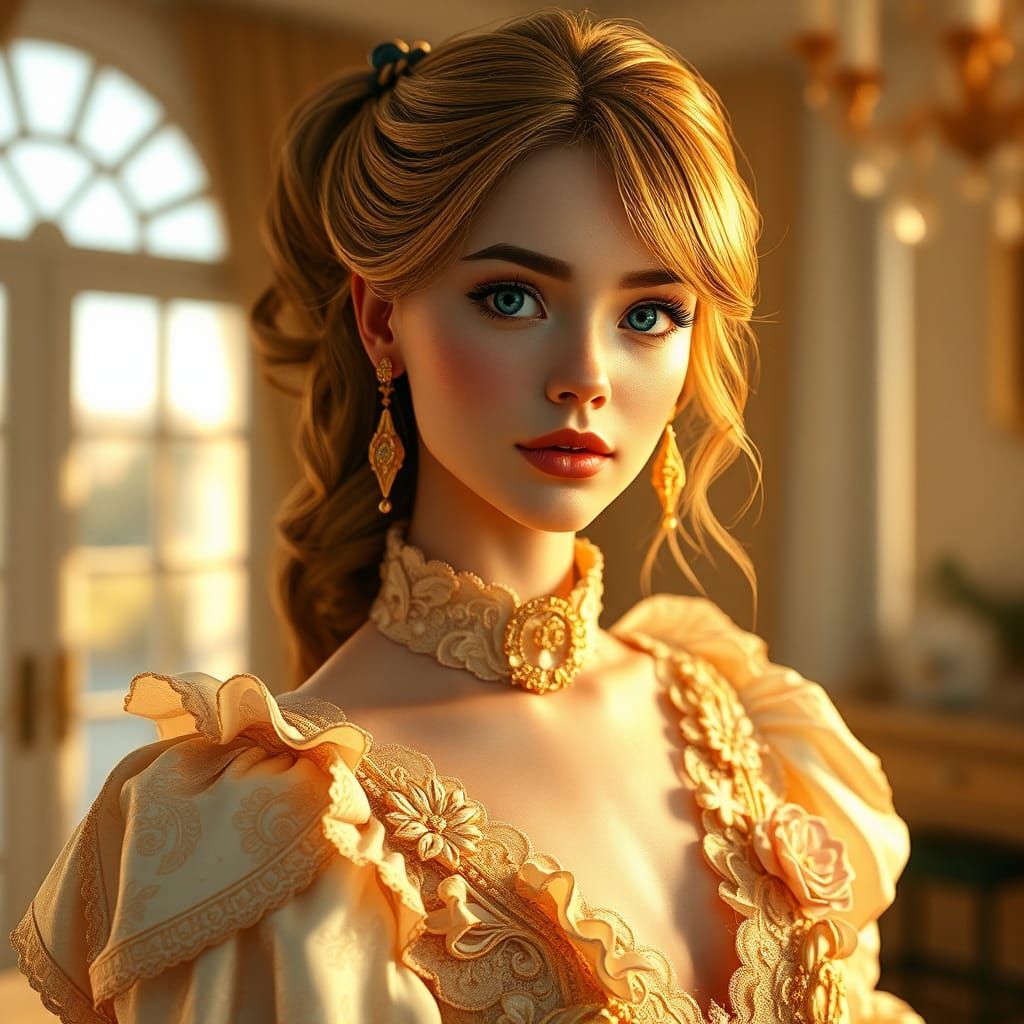 Golden Shabby Chic Outfit in Modern Home